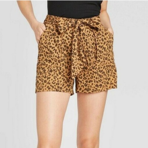a new day Pants - Animal Print High Rise Tie Waist Shorts S